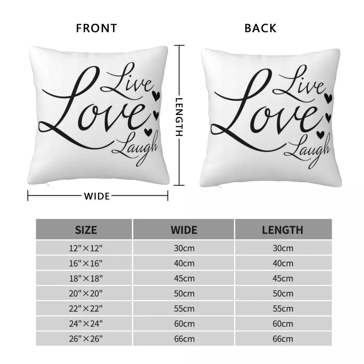 Live Laugh Love Square Pillowcase Polyester Linen Velvet Printed Zip Decorative Home