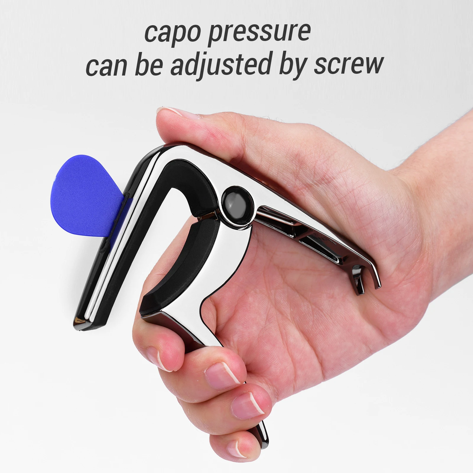 TC-02 Guitar Capo Zinc Alloy Bridge Pin Puller Guitar Pick Slot with 3pcs Guitar Picks for Acoustic Electric Guitars Bass