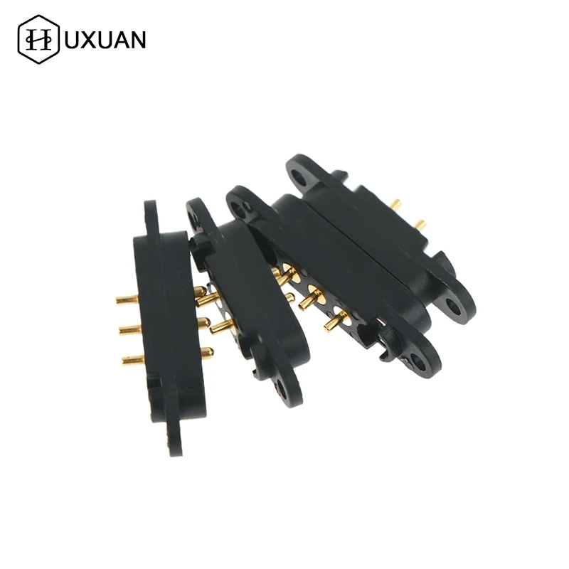 【W】1 Pcs DC 12V 3A Waterproof Magnetic Pogo Pin Connector 3P 4P Pin Pogopin Male Female Spring Loaded DC Power Socket