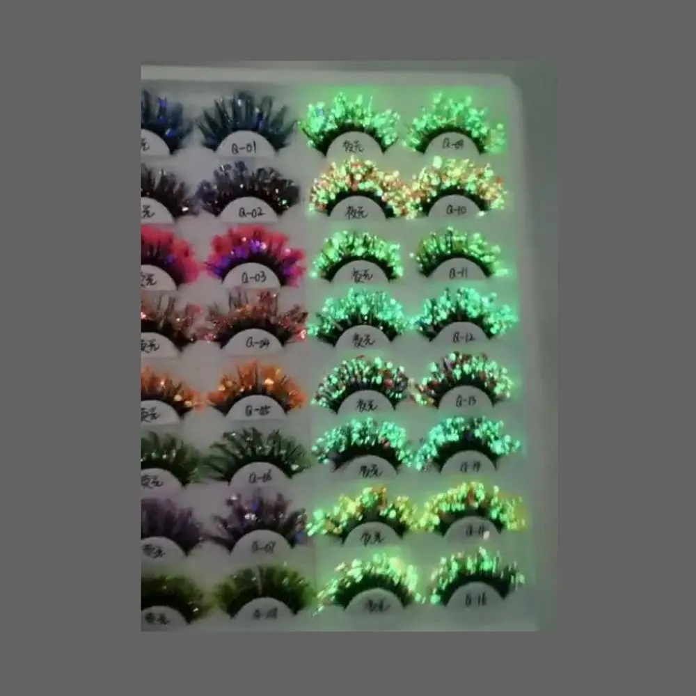 Tira de pestañas para mujer, pestañas postizas, maquillaje de escenario, pestañas de colores brillantes, pestañas luminosas, extensión de pestañas postizas