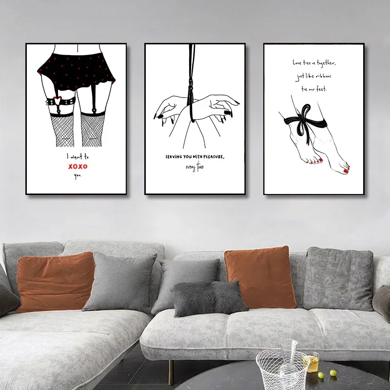 Black and White Figure Painting Sexy Girl Body Wine Posters and Print Modern Canvas Picture Wall Art Scandinavia Home Decor
