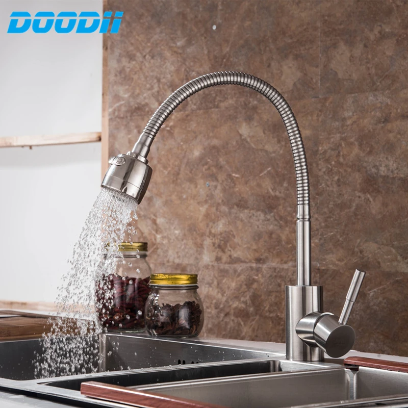 Doodii 304 Stainless Steel No Lead Kitchen Sink Faucet Sink Tap 360 Swivel Mixer Kitchen Bathroom Faucet