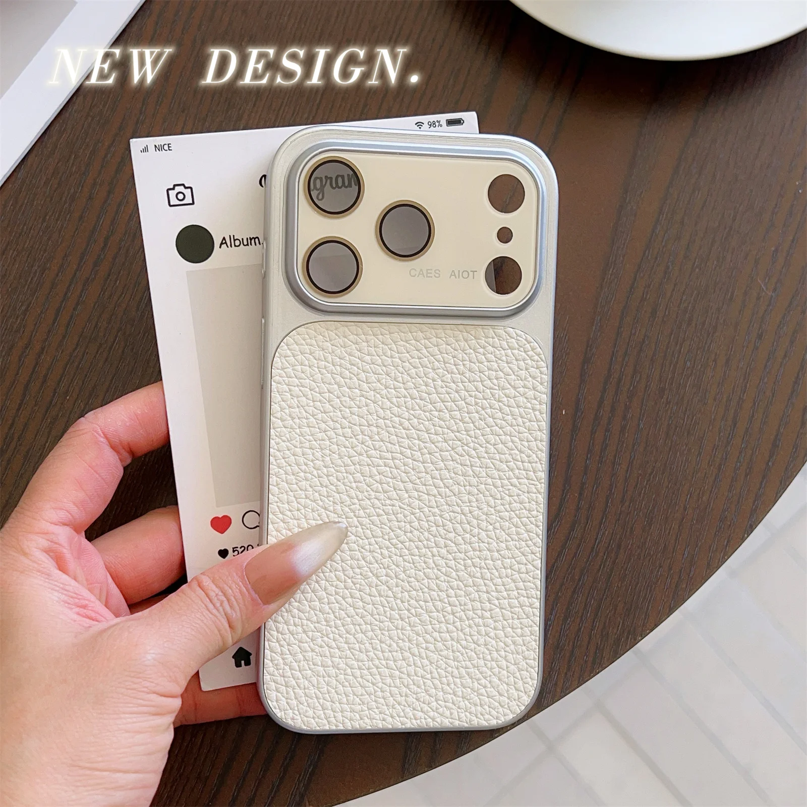 Two-Tone Lychee Grain Leather Phone Case for iPhone 11 12 13 14 15 16 17 Pro Max Plus Cover with Camera Protective Cover