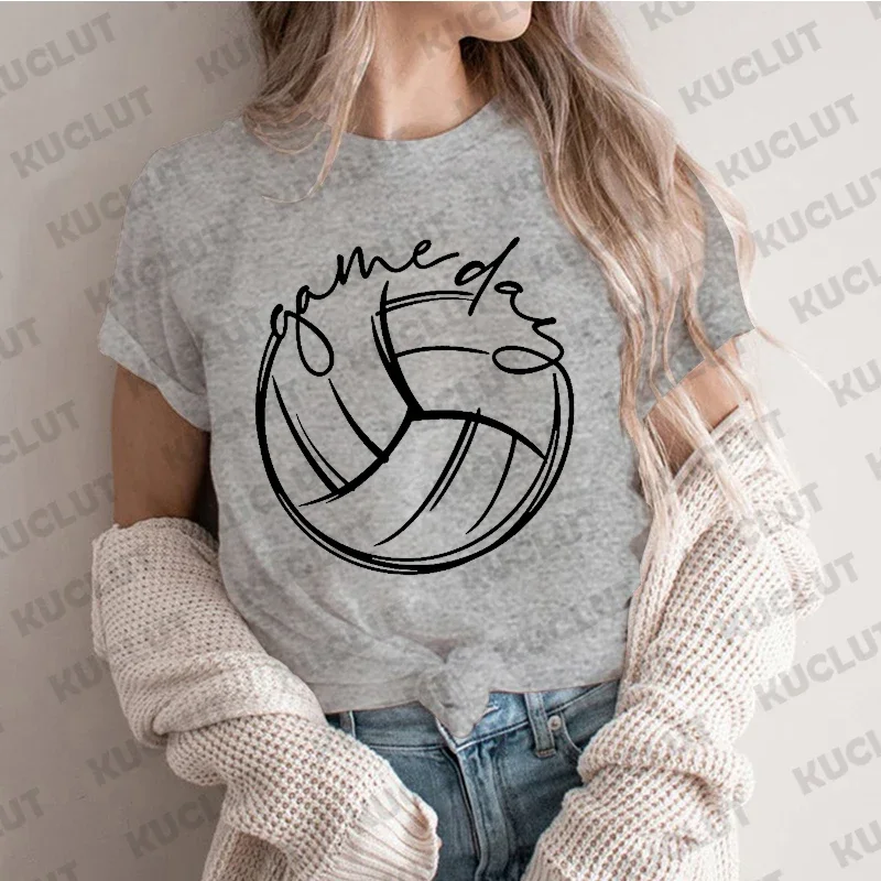 Game Day Shirt for Women Clothing Volleyball Game Day T-shirts Women Clothes Volleyball Season Tee Volleyball Team Shirt Top