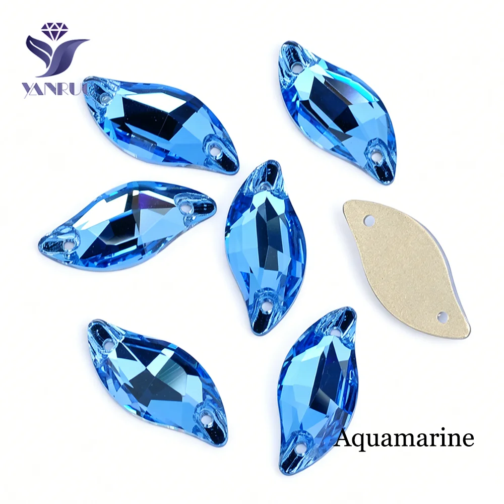 YANRUO Aquamarin Kristalle in Allen Formen zum Aufnähen, Strasssteine für Handarbeiten, Applikationen, Nähzubehör, DIY-Bastelsteine für Schmuck – Detail 8