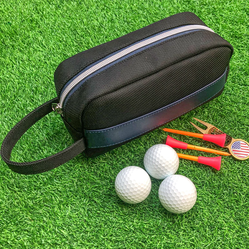 

KOFULL Golf Ball Storage Pouch Golf Ball Tee Handbag Portable Nylon Used for Phone/Ball/Tees and Other Golf Accessories Black