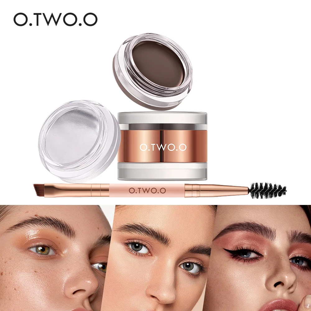 O.TWO.O-Gel de pigmento de jabón para cejas con cepillo, 3 colores, resistente al agua, de larga duración, cera para esculpir cejas