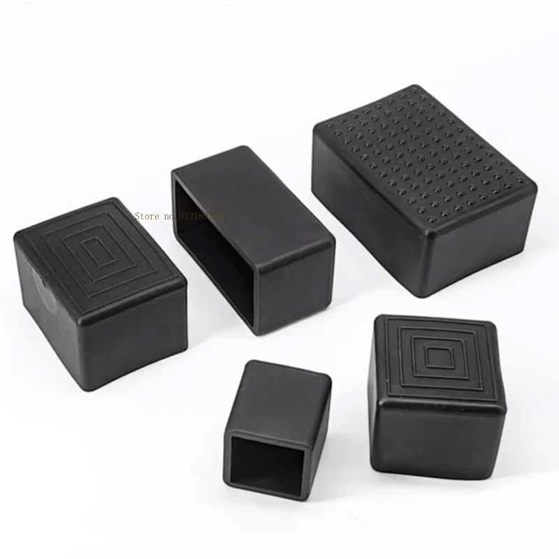 Black PVC table chair Sleeve square tube cover protective cap furniture anti slip wear-resistant pad sheath