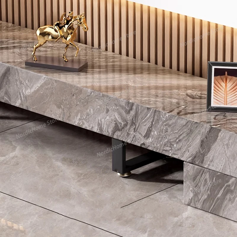 Italian Luxury Tv Stand Slate Retractable Trendy Living Room Tv Stand Beauty Elegant Muebles De Salón Tv Modern Furniture