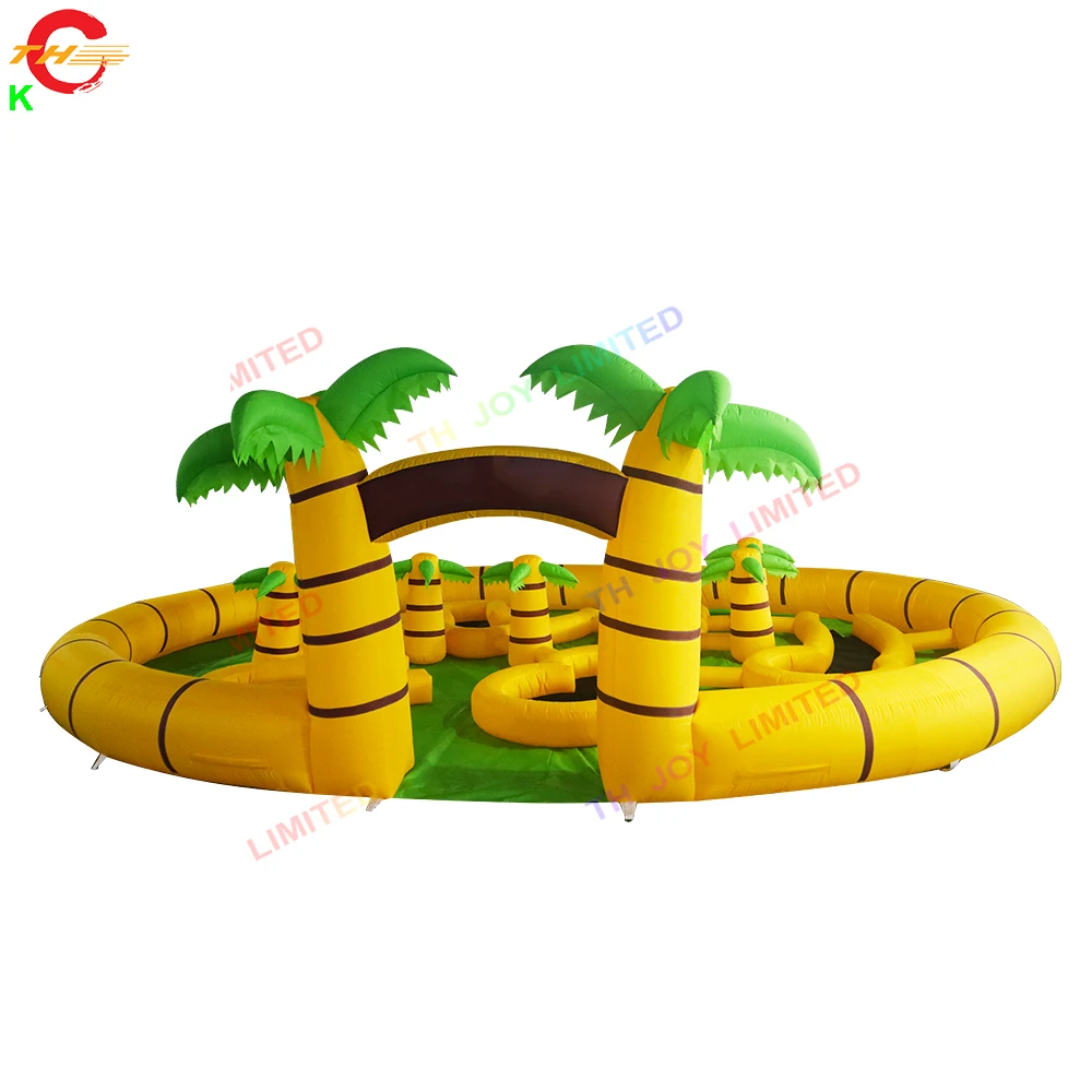 Free Door Shipping! 8x6m Palm Tree Golf Field Inflatable Golf Toys Sport Game for Sale