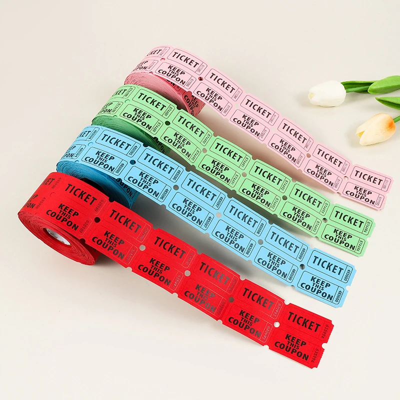 1000Pcs Colorful Tearable Raffle Tickets Double Rolls Admission Ticket Game Ticket For Events Carnivals Entry Class Reward