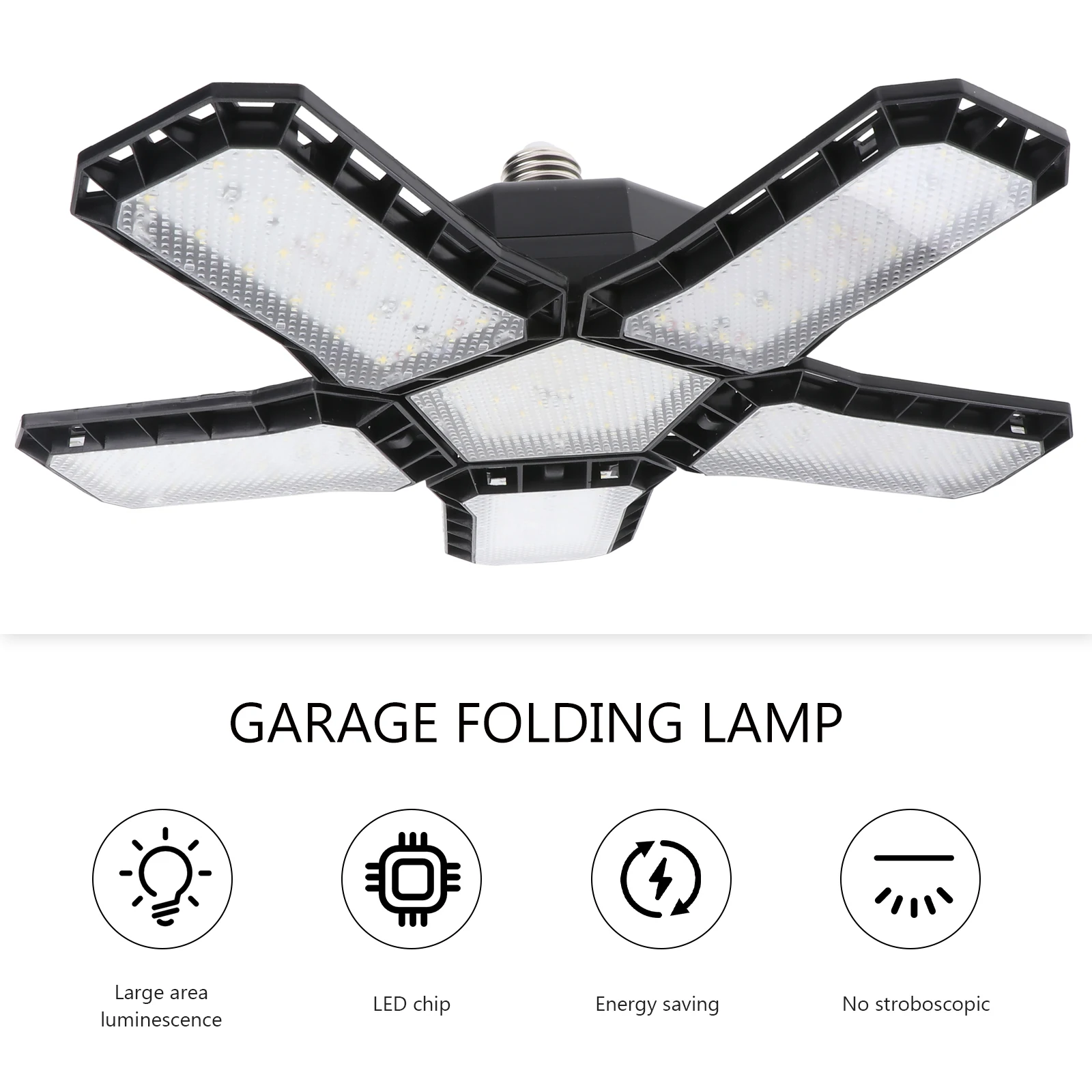 

LED Garage Light 80W 5 Leaf Foldable Black Plastic AC85 265V Wide Voltage Durable Efficient Luminescence
