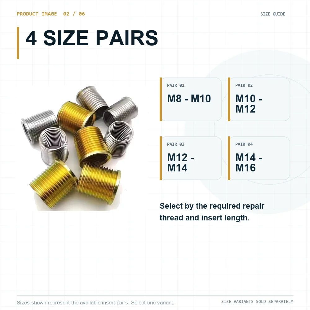 5pcs Spark Plug Thread Repair Insert Timesert Type M8-M16 Carbon Steel Stainless Steel Cylinder Head Restorer Car Motorcycle