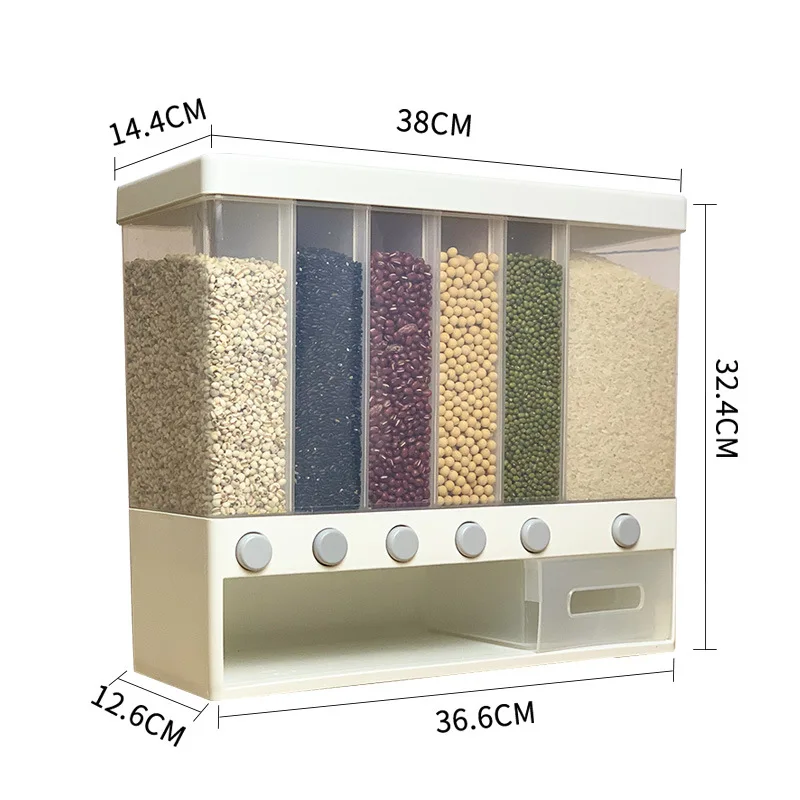 Transparent Rice Separate Bucket Grain Sealed Container Dry Food Dispenser Grain Storage Jar Kitchen Organizer Container Storage