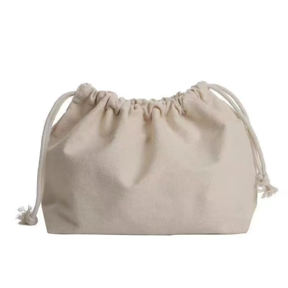 Portable Canvas Drawstring Cosmetic Bags Reusable Soft Toiletry Bags Travel Storage Bags for Women