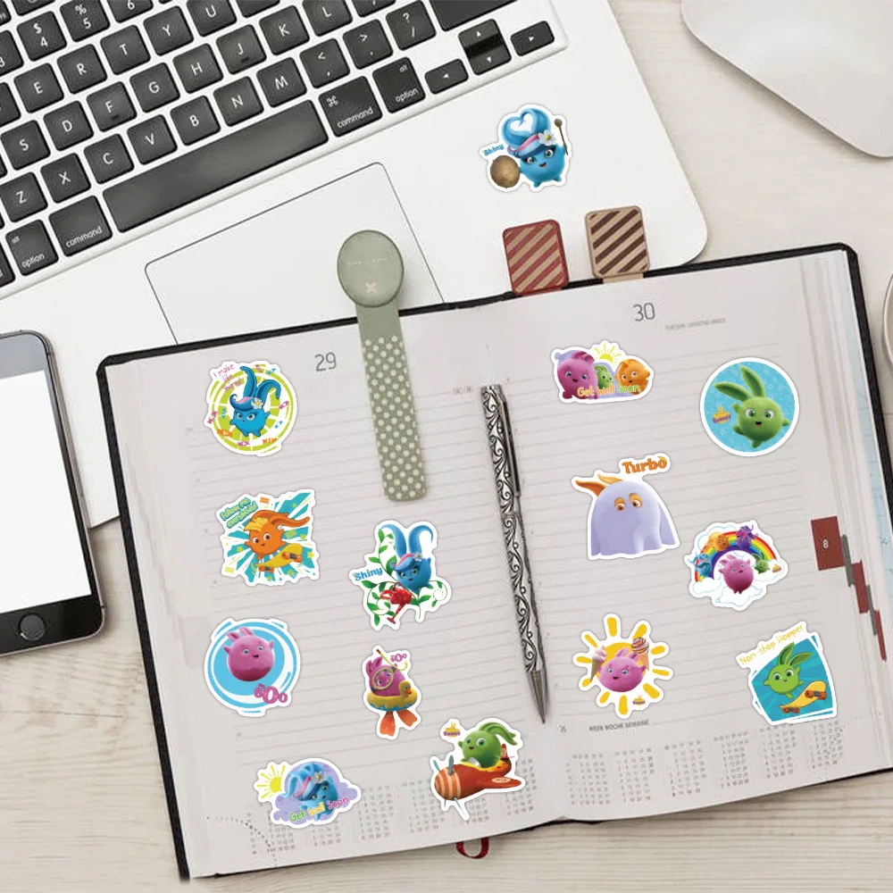 50 قطعة جديد مشمس الأرانب الكرتون ملصقات Kawaii الكتابة على الجدران الرسوم المتحركة الديكور DIY بها بنفسك اللعب المحمول الغيتار سيارة دراجة سكيت الشارات #6