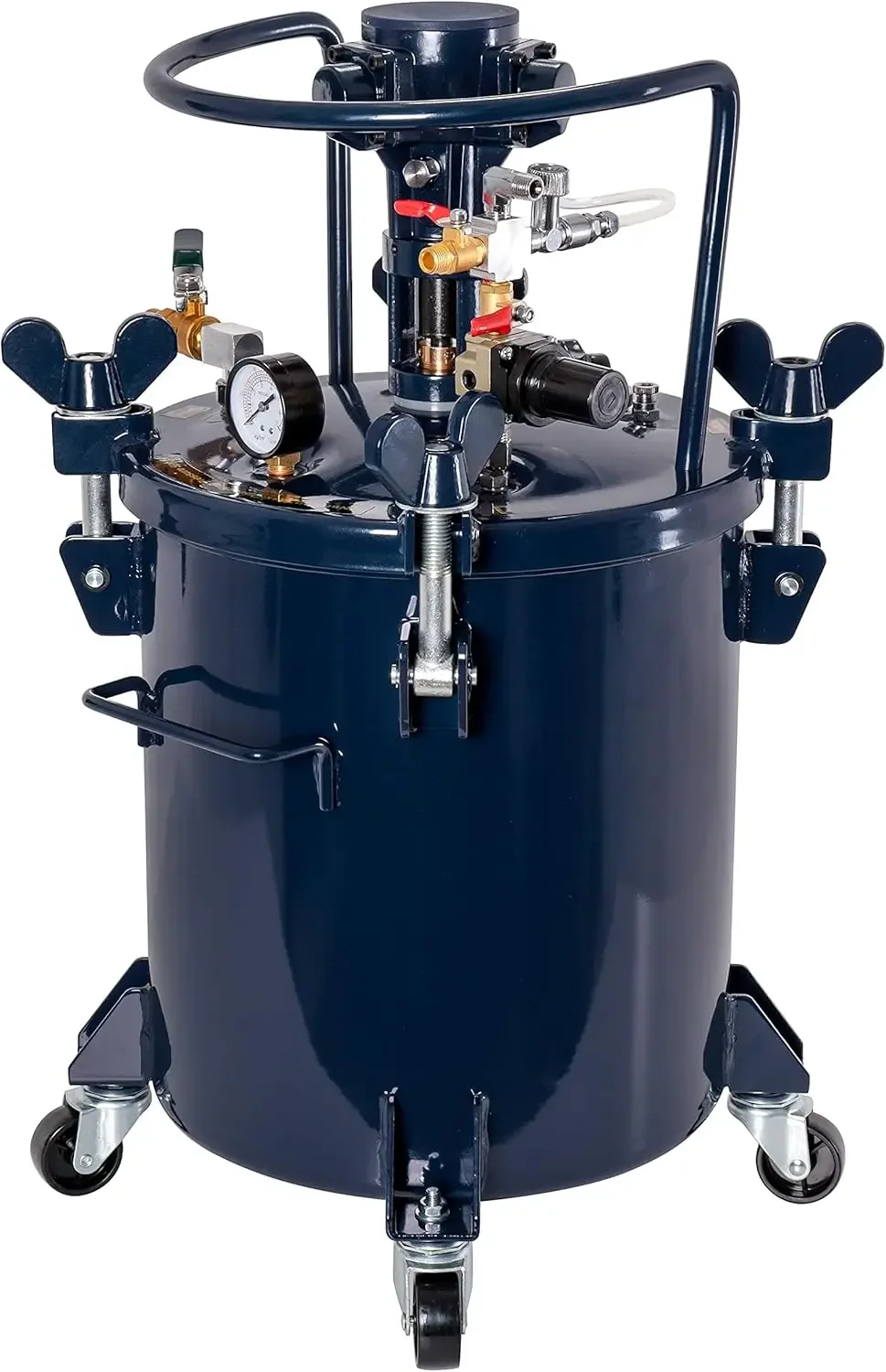 TCP Global 5 Gallon - 20 Liter Pressure Pot Spray Paint Tank: Heavy Duty Solid Steel, Clamp on Lid with Air-Powered Mixing Agita