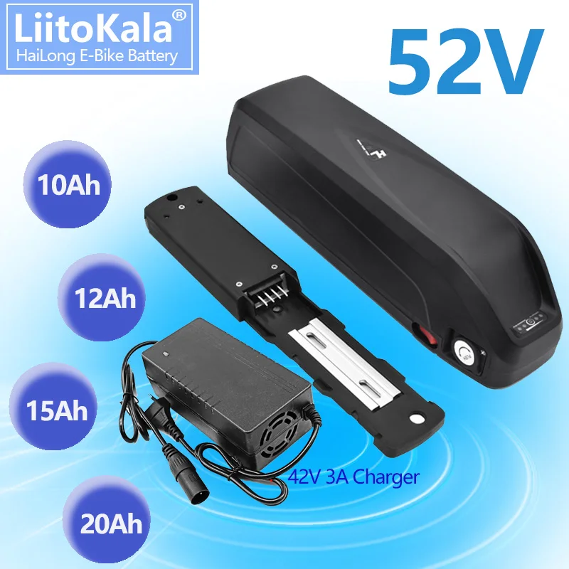 LiitoKala 52V 20Ah 15Ah 12Ah 10Ah Elektrische Fahrrad Hailong Battery USB  BBS02 BBS03 BBSHD 500W 750W 1000W 1500W Battery