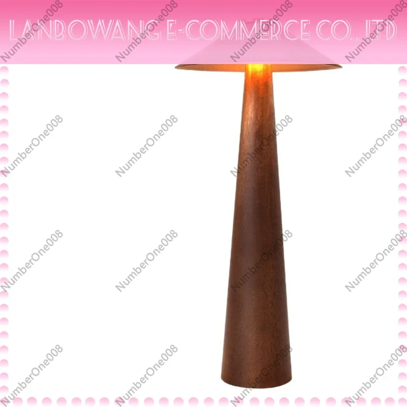 

Vintage Solid Wood Table Lamp Simple LED Rechargeable Cordless Desk Lamp for Bedroom Living Room Bar