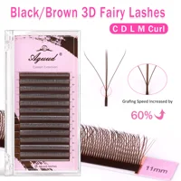 AGUUD L M C D 3D Fairy Lashes Brown W Shaped 2D 3D 4D 5D Clover Lashes Premade Bloom Fans 3D Spike Hand Woven Eyelash Extension