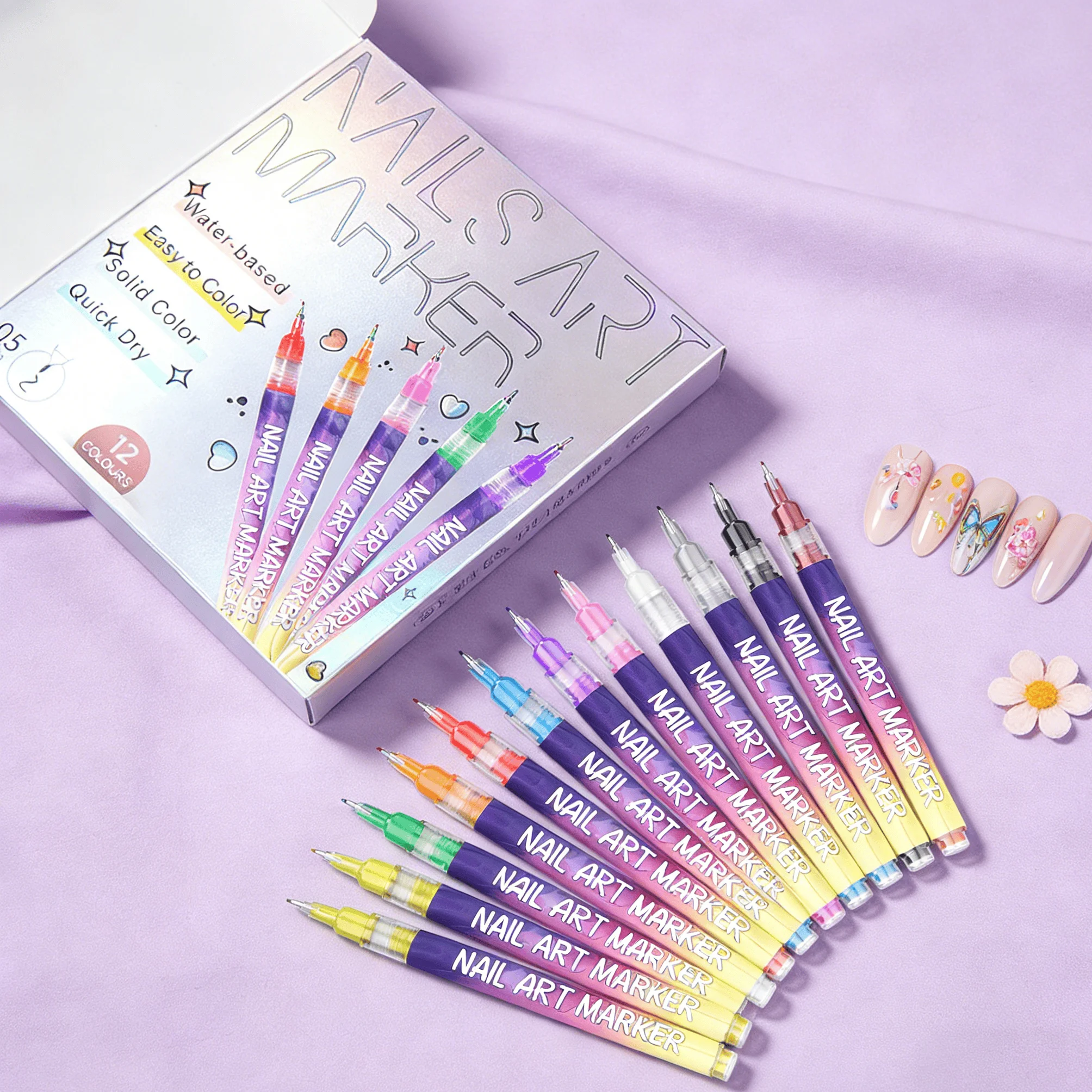 

12 Color Nail Art Pens Multi Vivid Color Create Fashion Nail Arts DIY Nail Design Quick Dry Easy Use Nail Art Painting Pens Set