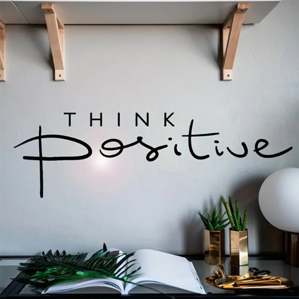 1pc Think Positive, Inspirational Quote Wall Sticker, Vinyl Self-Adhesive Stickers, Bedroom Entryway Living Room Porch Home