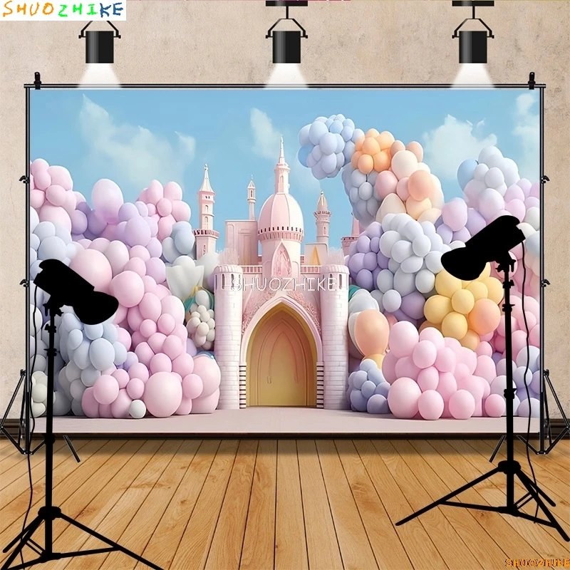 Воздушный шар и облака с днем рождения фон для фотосъемки праздник для маленьких детей вечерние фоны для фотостудии VX-11