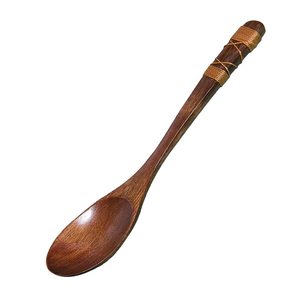 

4Pcs Wooden Spoon Set Reusable Natural Elegant Ideal Catering Food Service Picnics Buffets Family Stirring Soup Vintage