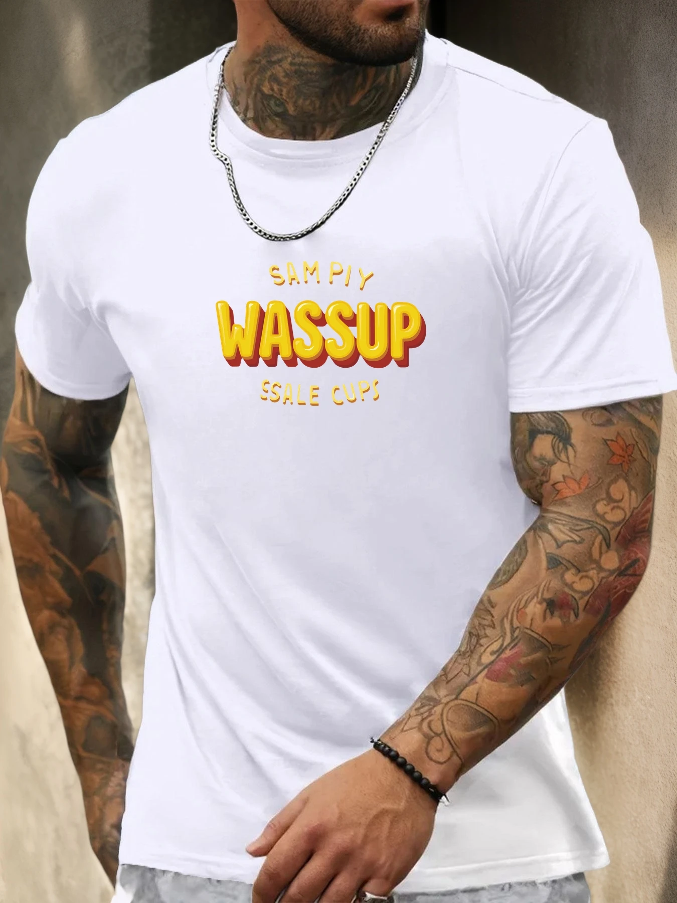

WASSUP Men's Summer T-Shirt 100% Cotton round Neck Short Sleeve Breathable Casual Fashion Cool Pattern Printed Tee