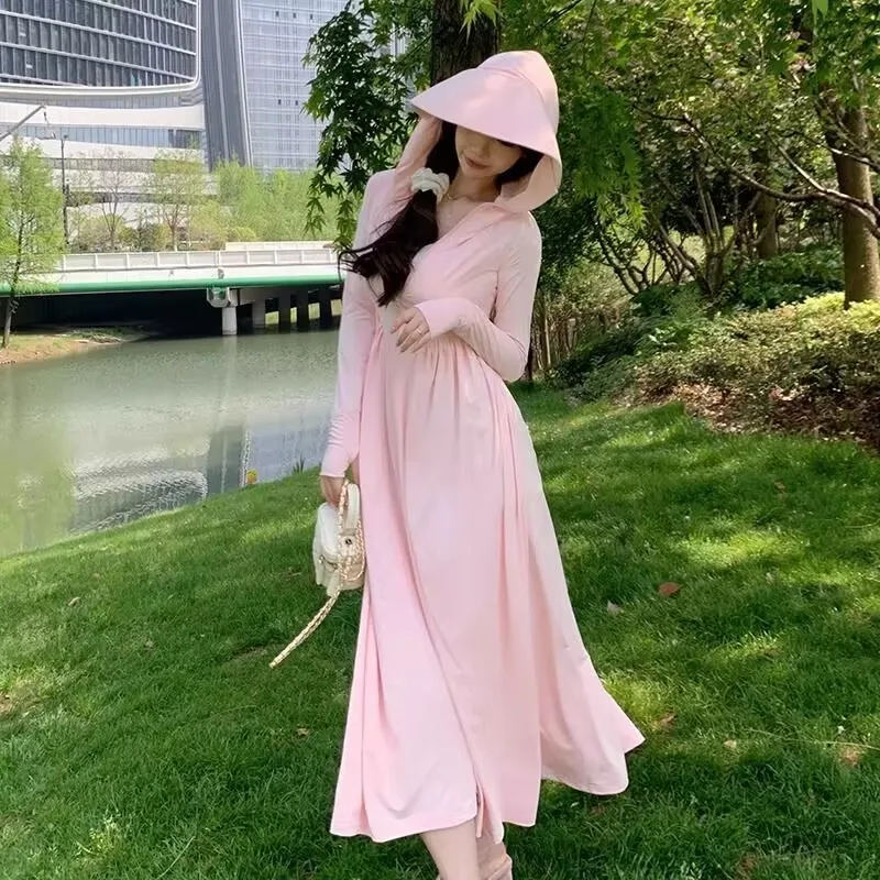 Women Ice Silk Sun Protection Clothing Summer Long Breathable Sunscreen Hoodie Shirts Thin UV Protection Full Body Jacket