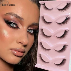 RED SIREN Cat Eye Lashes 5 Pairs Winged Wispy Natural False Eyelashes Makeup Fox Eye Faux Mink Eyelashes