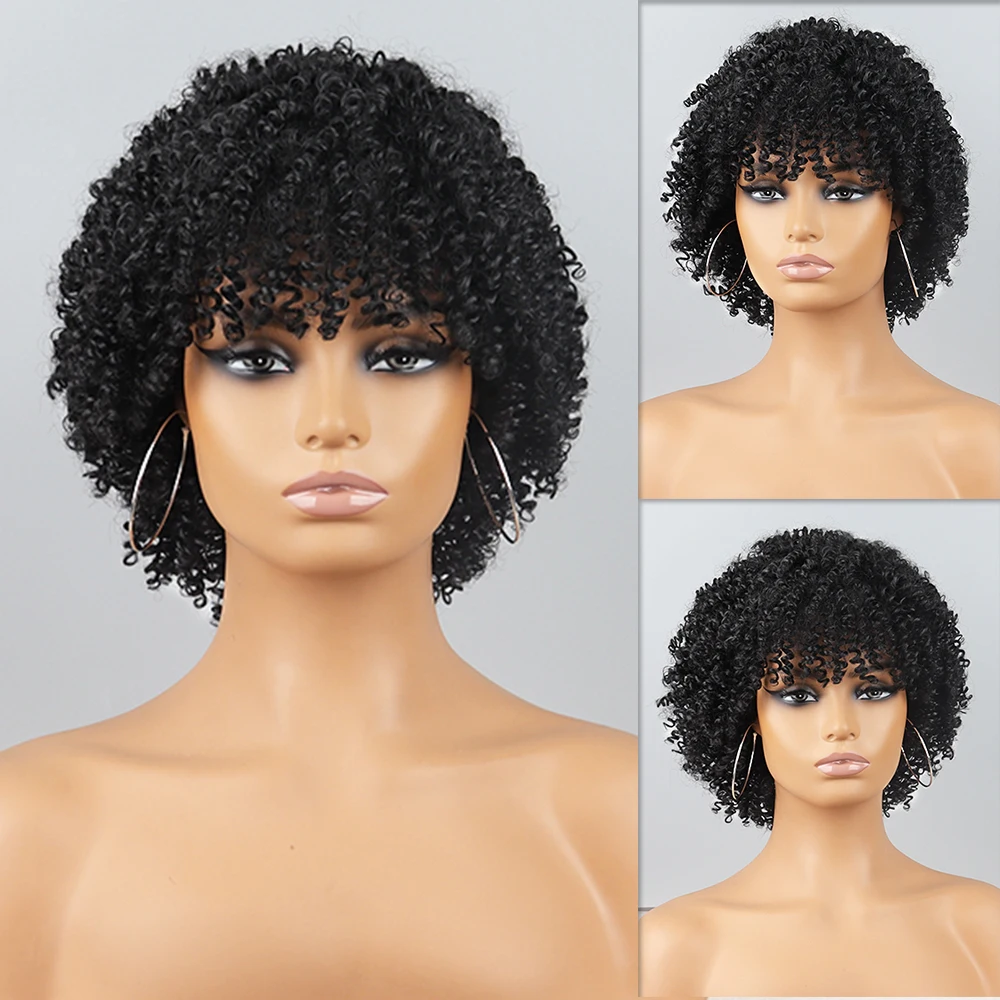 

Synthetic High Heat Resistant Material African Small Curly Hair Whole Wig Suitable For Daily Cosplay Wear