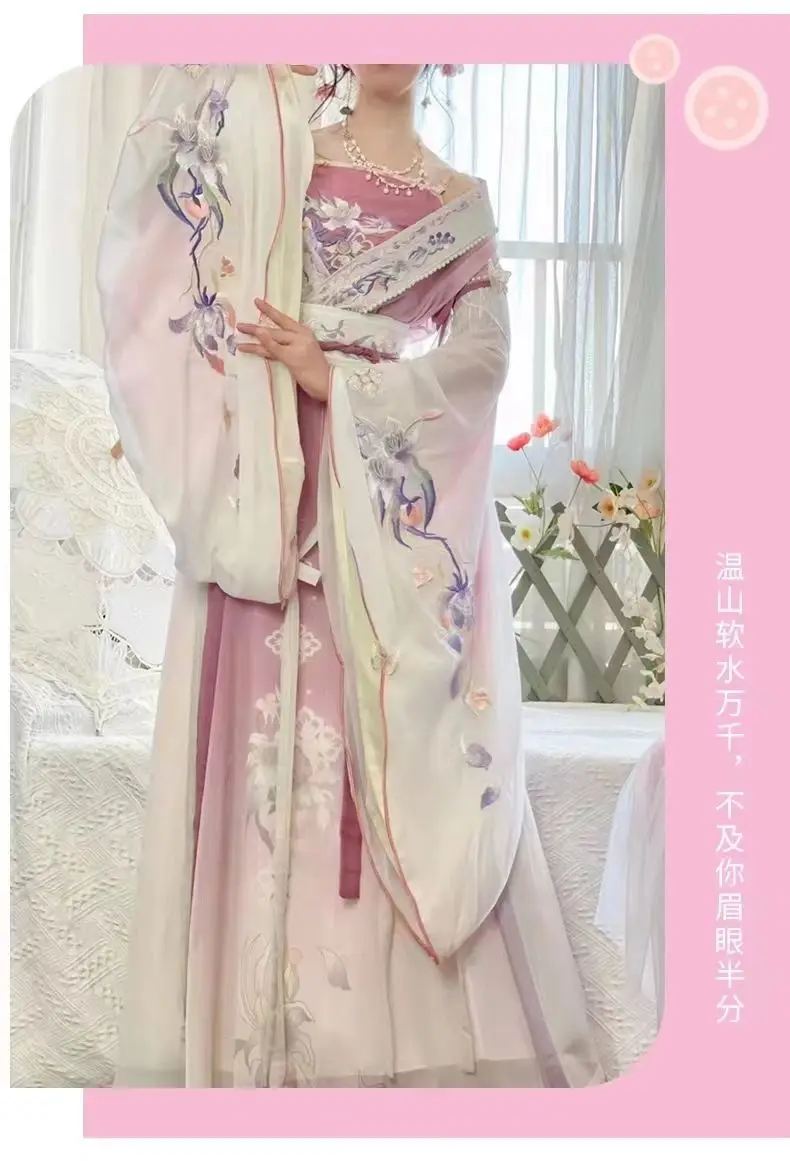 Hanfu gaun wanita tradisional Cina kuno Hanfu Set wanita kostum Cosplay peri pakaian musim panas Hanfu lgiht Gaun