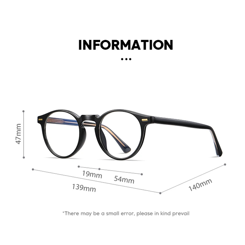 VCKA Fashion Round Women Myopia Glasses TR90 Frames Vintage Anti-Blue Light Prescription Custom Optics Eyewear -0.50 to -10