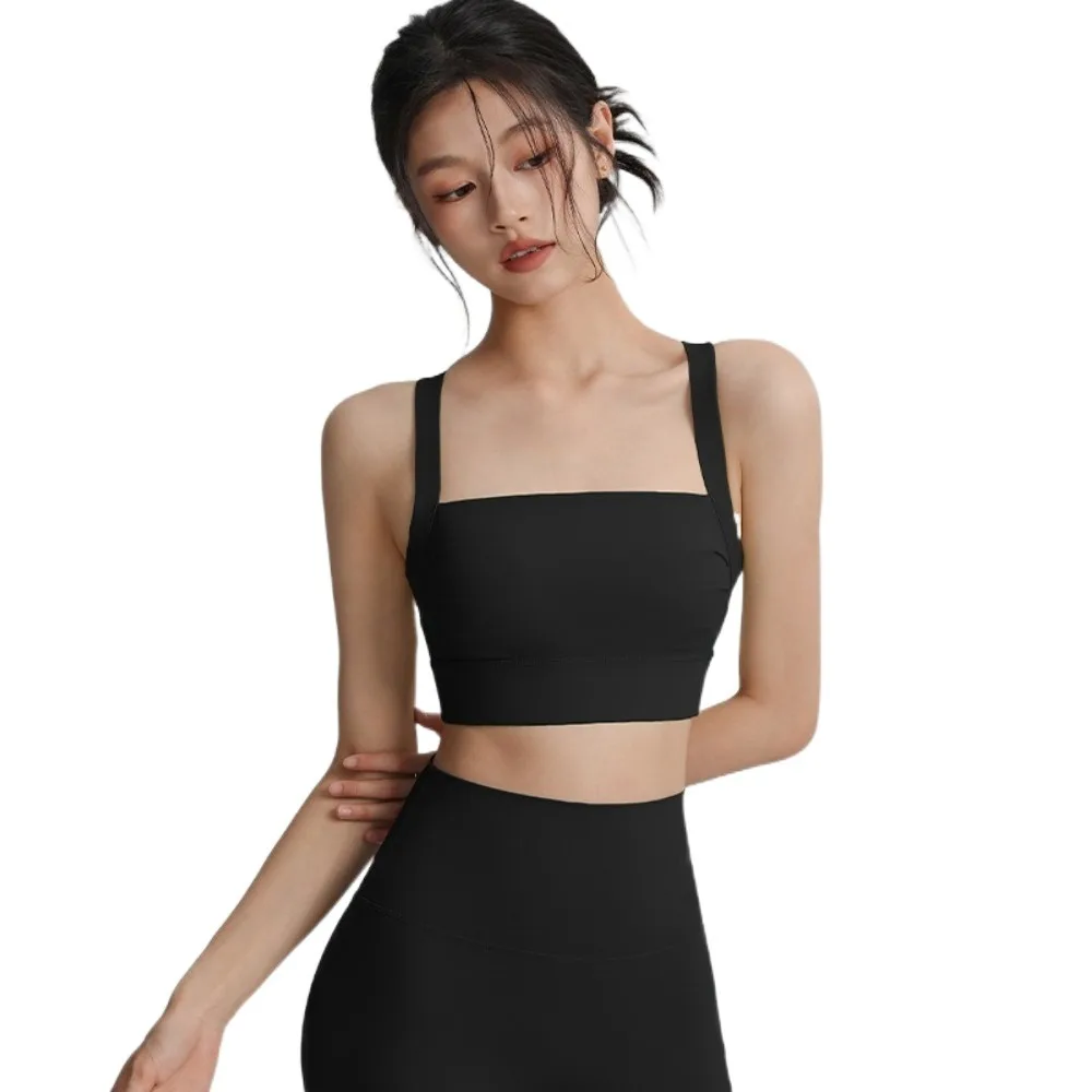 

Removable padding Women's Sports Bra Back Hollow Out Shock-proof Yoga Underwear High Impact Support Wide strap Gym Crop Top Gym