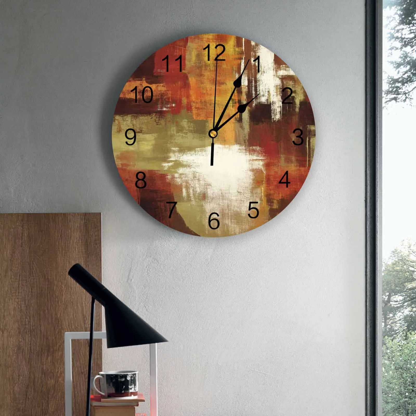 

Bedroom Wall Clocks Abstract Scorched Orange Green Abstract Living Room Clocks Ornaments Baby Room Study Mute Wall Clocks