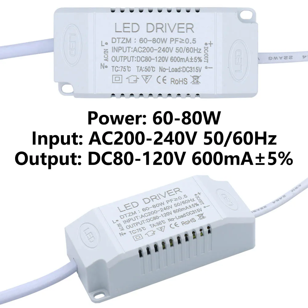 LED Driver 30-50W 60-80W Power Supply Unit DC60-100V DC80-120V For LEDs Lighting Transformers 460mA 600mA For LED Power Lights