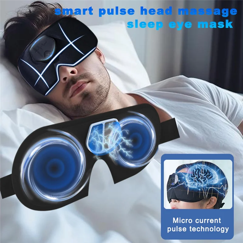 Smart EMS Head Massager Electric Pulse Sleep Mask Relieve Relief Migraine Aid Sleep Device Travel Eyeshade Blindfold Eyepatch-Y4
