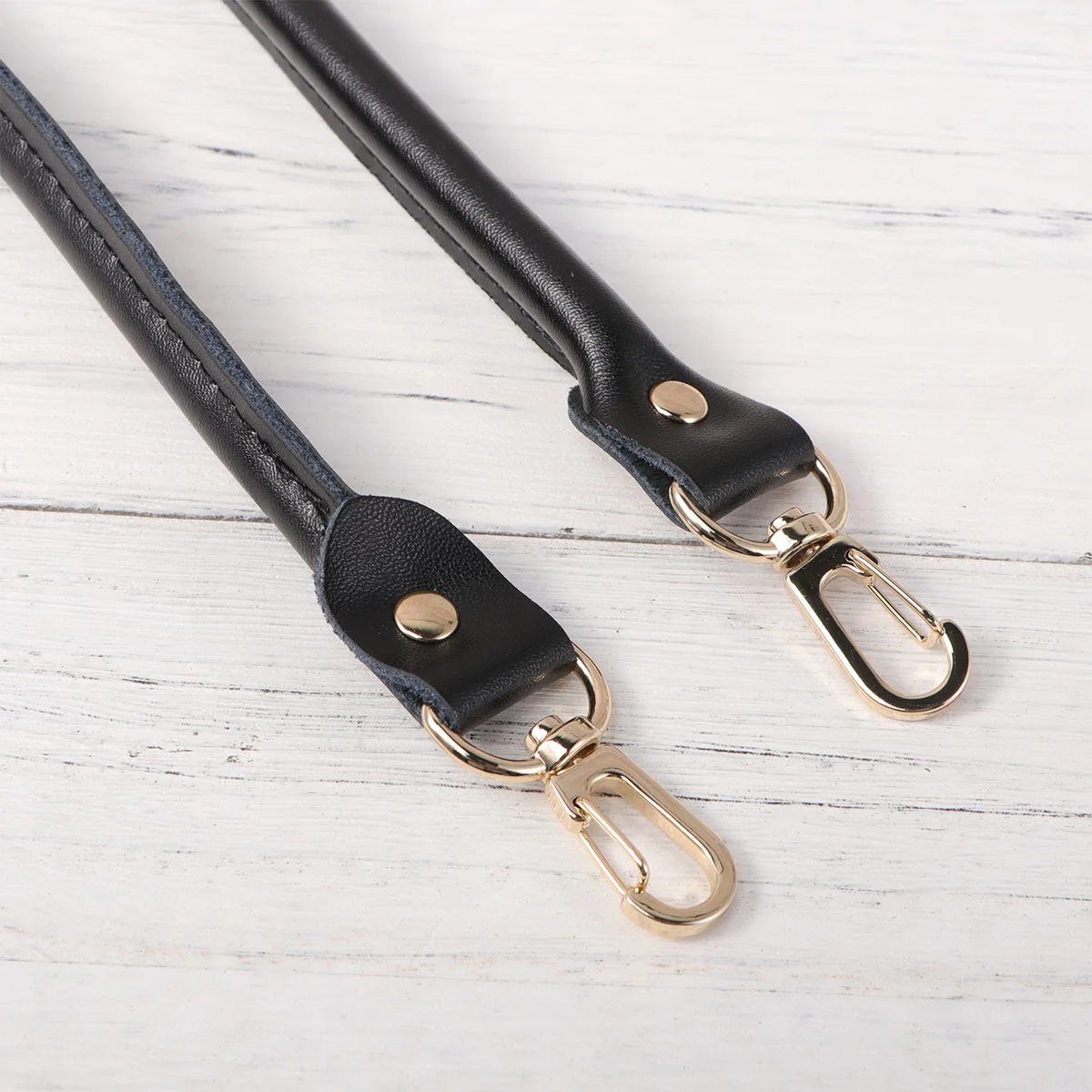 2Pcs Cowhide Handbag Handles Black Replacement Strap Buckle for Women DIY Purse Accessories Handbag Handle