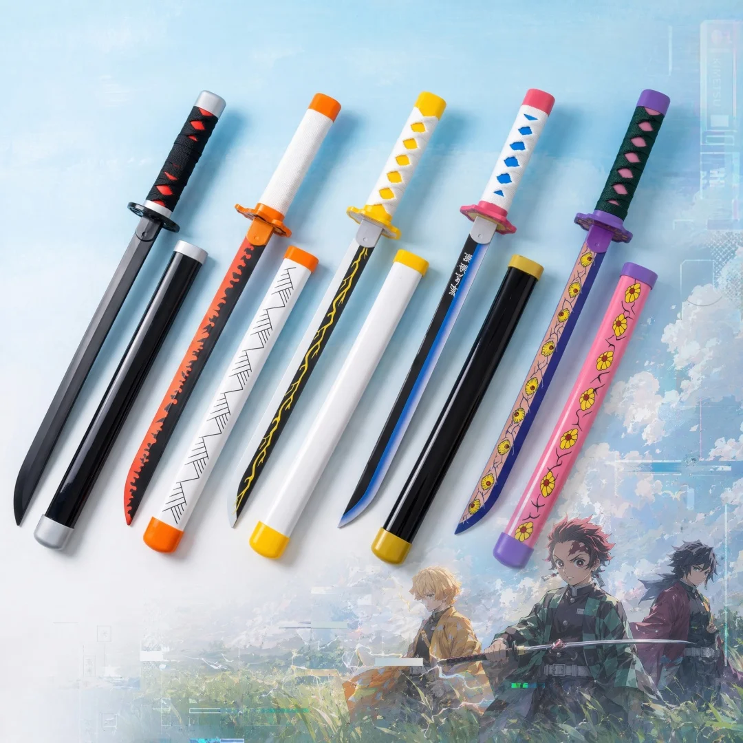16inch Demon Slayer Agatsuma Zenitsu Katana Anime Cosplay Prop Sword Ninja Knife Blade Multiple Styles Scale Plastic Toy Gift