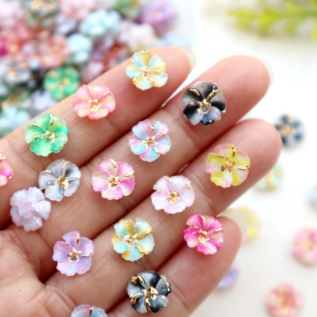 Nail Art Flower - 30pcs Mini Resin Flower Cabochons -