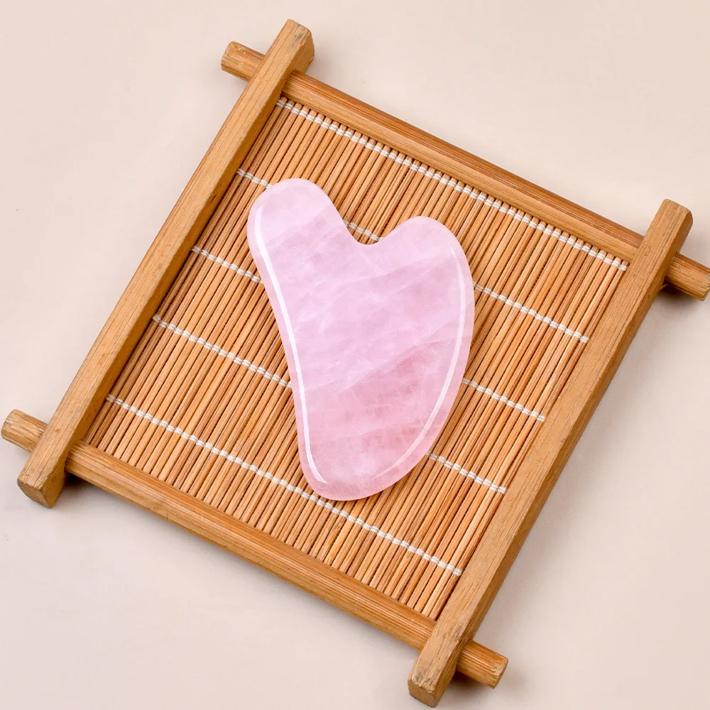 JEAXI Brand Medium Size 75x45x6mm Natural Rose Quartz Gua sha Face Body Massage Tool  Stone Jade Scraper