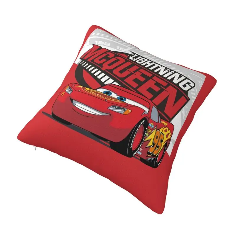 Custom Fashion Lightning McQueen Cartoon Cushion Cover 45x45cm Soft Pillow for Sofa Square Pillowcase