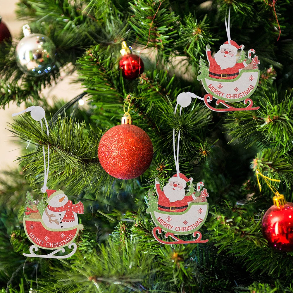 

24Pcs Wooden Xmas Hanging Ornament Set Classic Christmas Tree Decor Festive Party Decoration for Wall Door Garden