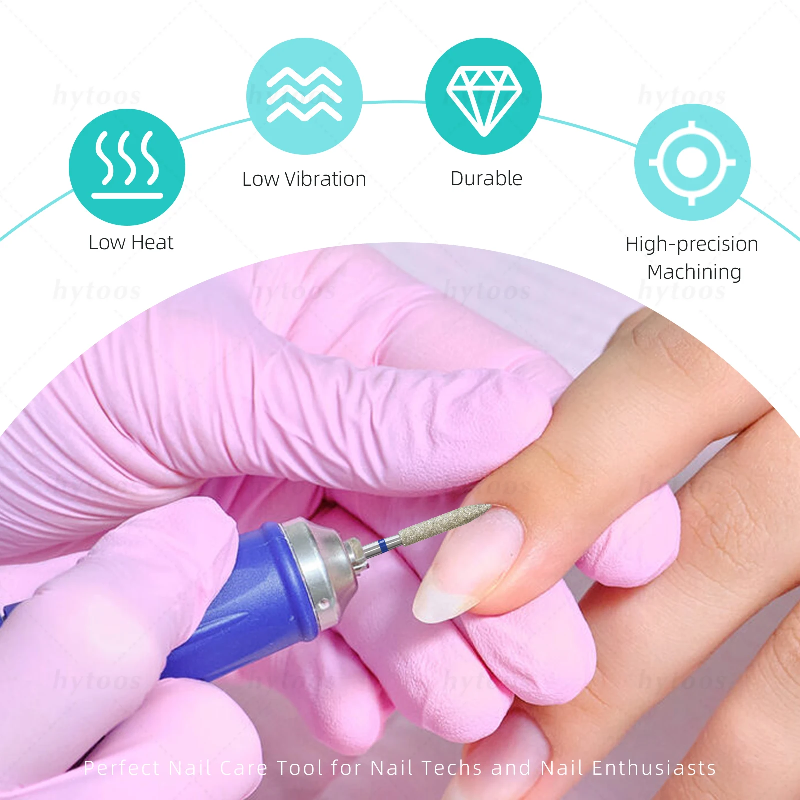 HYTOOS 3mm Large Barrel Cone Cuticle Clean Nail Drill Bit, Russian Diamond Nail Bits Dead Skin Nail Cleaner Accessories