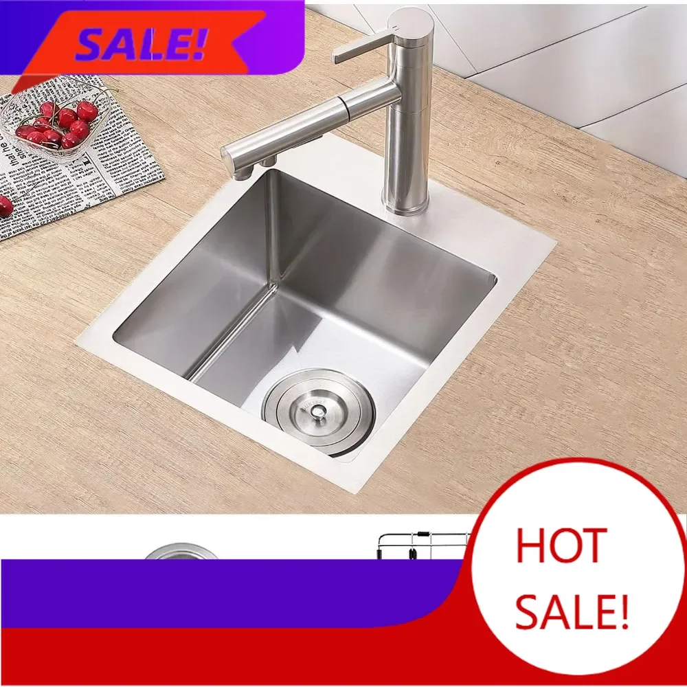 

Горячая распродажа: Настраиваемая встраиваемая мойка VCCUCINE, 15x15 дюймов, для установки на столешницу, маленькая кухонная мойка для автодомов, ручной работы, из нержавеющей стали, для влажных зон.