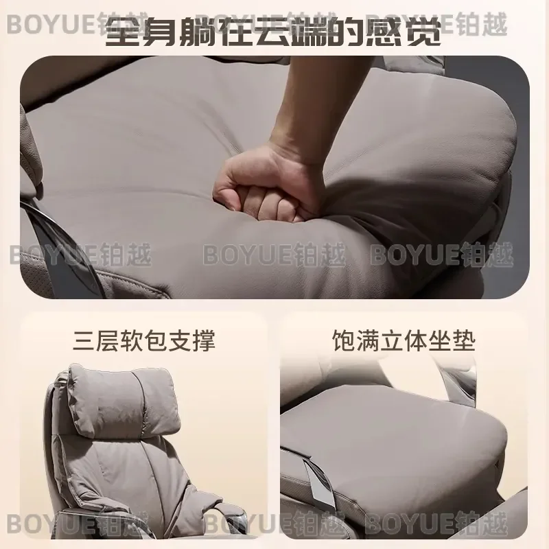 Luxury Electric Leather Executive Office Chair with Intelligent Massage Heating and Ventilation Reclining Business Boss Seat