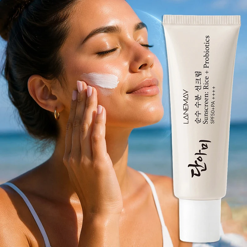 Rice Probiotic Extract Sunscreen SPF50+ Gentle Non-irritating Pre Makeup Nourish Skin Travel Outing Moisturize Sunscreen Cream