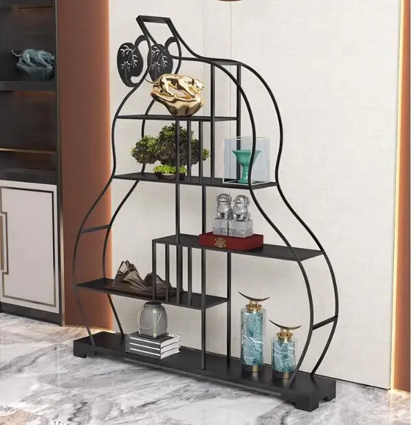 Golden iron art living room storage rack multi-storey floor-to-ceiling shelf shelf light luxury charm cat display rack