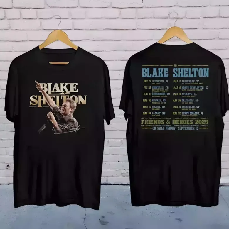 Blake Shelton Country Music, 2025 Blake Shelton Friends and Heroes Tour T-Shirt